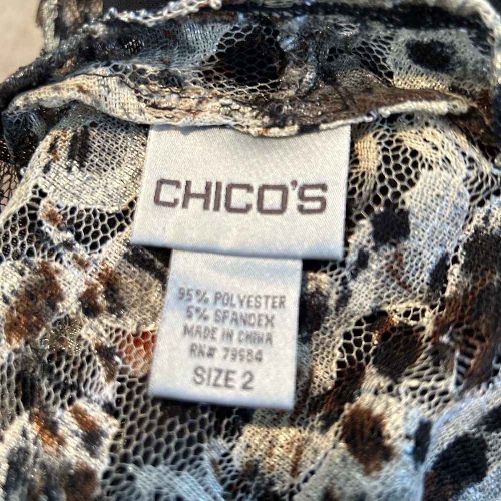 Chico’s Sheer Animal Print‎ Open Front Kimono Cardigan Size 2 Large - Picture 6 of 6